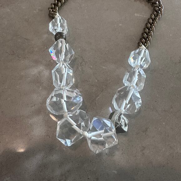 Silpada Crystal Bead Brass Chain Statement Necklace with Pyrite - Picture 4 of 8